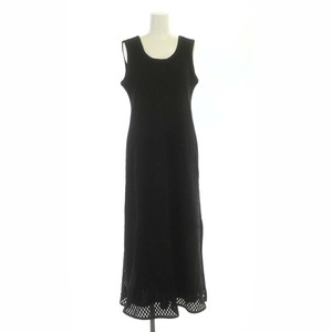 クラネ CLANE 23AW SLEEVELESS MESH ONEPIECE ニットワンピース ロング マキシ丈 ノースリーブ 2 黒 ブラック /MI ■OS レディース