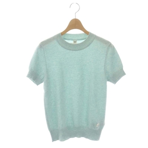  Hermes HERMES close year of model cashmere short sleeves knitted sweater 38 mint green Mix /MI #OS lady's 