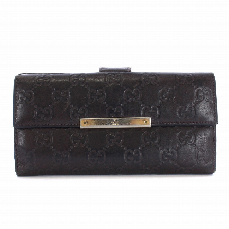 GUCCI グッチ GGキャンバス ロゴプレート 2つ折長財布 二つ折り長財布