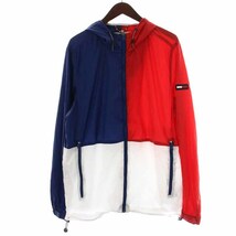 トミー TOMMY JEANS カラーブロックライトウェイトジャケット ナイロンジャケット ジップアップ XL 赤 レッド 青 ブルー 白_画像1