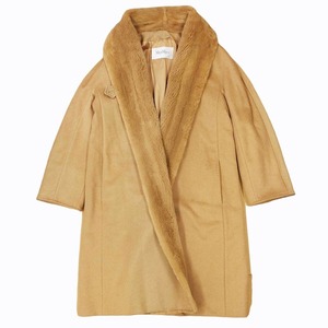 マックスマーラ MAX MARA 白タグ 最高級ライン キャメル ミンクファー セーラーカラーコート ジャケット キャメル 38 1010 レディース