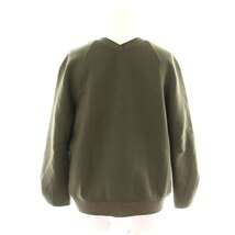 ジルサンダー JIL SANDER NAVY スウェット トレーナー Vネック 長袖 ウール ストレッチ 34 S カーキ /NW26 レディース_画像2