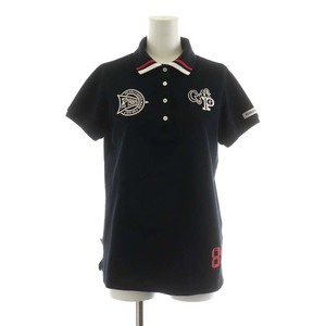 パーリーゲイツ PEARLY GATES ポロシャツ 半袖 刺繍 ワッペン ゴルフウェア 1 M 紺 ネイビー /AN30 レディース