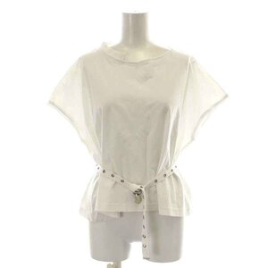  diesel DIESEL T-shirt cut and sewn French sleeve short sleeves crew neck belt XS white white /NW24 lady's 