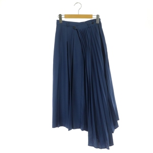 ルシェルブルー LE CIEL BLEU Asymmetric Pleated Skirt スカート ロング プリーツ ラップ調 34 青 ブルー /NR ■OS レディース