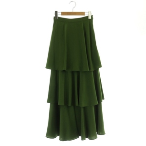 klaneCLANE 21AW TIERED SATIN SKIRT юбка длинный flair tia-do0 зеленый зеленый /NR #OS женский 