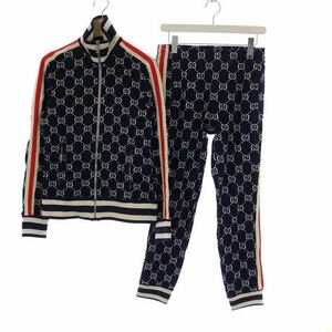 グッチ GUCCI GGジャカード コットン ジャケット ジョギングパンツ セットアップ 上下 XS 紺 ネイビー /KH メンズ