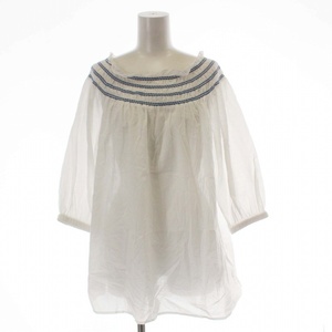  Ships SHIPS any color car - ring yoke blouse shirt 7 minute sleeve thin F white white /TR29 lady's 