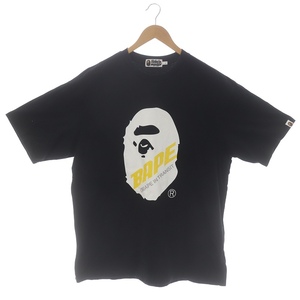 アベイシングエイプ A BATHING APE ゴリラ Tシャツ カットソー クルーネック プルオーバー 半袖 プリント L 黒 白 黄 /SI32