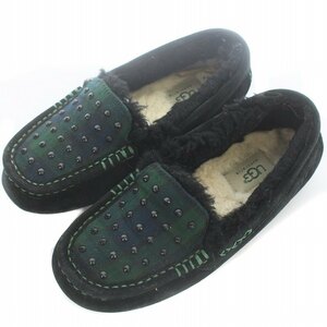  UGG UGG moccasin slip-on shoes check studs mouton 5 22.0cm green green 1007421 /YQ1 lady's 