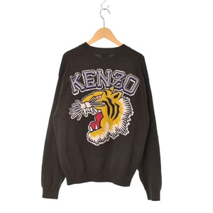 ケンゾー KENZO Nigo 22FW Tiger Varsity sweatshirt ニゴー タイガー ヴァーシティ ロゴ ニット セーター S グレー 灰 FC65PU3163BC