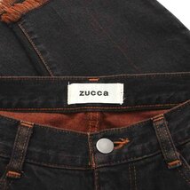 ズッカ zucca デニムパンツ ジーンズ ジップフライ フリンジ テーパード L 黒 ブラック オレンジ /NW17 レディース_画像7