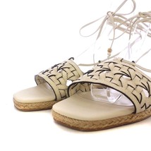 トリーバーチ TORY BURCH Basket Weave Espadrilles サンダル フラット レースアップ レザー 6M 23cm NEW CREAM /YO5 レディース_画像7