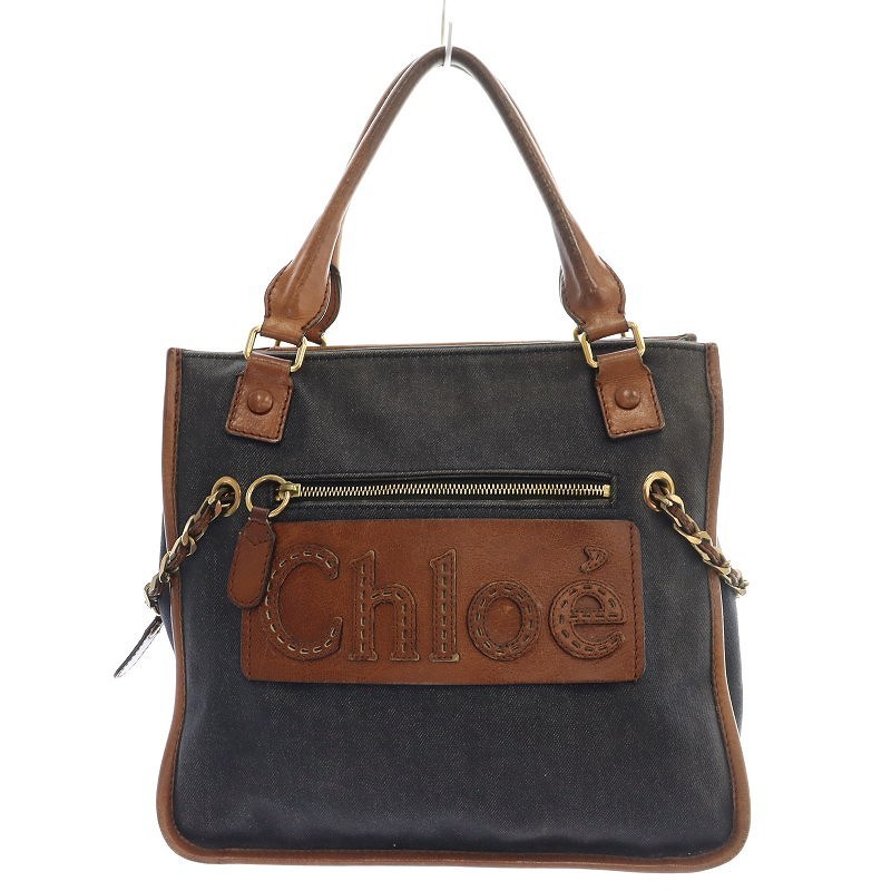 Chloe ハーレー ハンドバッグ キャンバス レザー ロゴ-