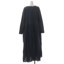 未使用品 メゾンドソイル ORGANIC CAMBRIC RAJASTHAN TUCK GATHERED PULLOVER DRESS ワンピース ロング マキシ丈 長袖 2 紺 レディース_画像2