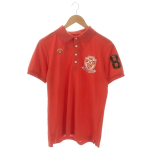 パーリーゲイツ PEARLY GATES ゴルフ ポロシャツ 半袖 ワッペン 刺繍 5 赤 レッド /DF ■OS メンズ