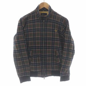 フレッドペリー FRED PERRY ジップアップジャケット ブルゾン ハイネック 薄手 ワンポイント チェック M 緑 紺 赤 白 ■GY01 /SI36