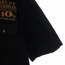 ハーレーダビッドソン HARLEY DAVIDSON 110周年記念 ウーブン シャツ 半袖 ロゴ 刺繍 M 黒 ブラック 96460-13VM /BM メンズ_画像7