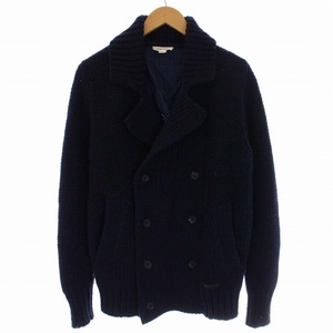  diesel DIESEL knitted pea coat pea coat wool S navy blue navy /BM men's 