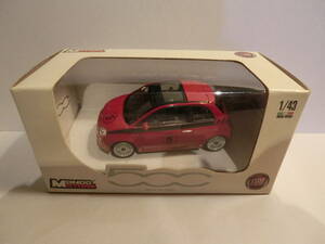 モンドモータース製 1/43　ニュー　フィアット　500　赤　チェッカーライン入り　＊美品　＊送料300円～ 　Mond Motors Nuova Fiat 500