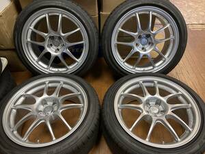 【年末SALE】極美品!!エンケイ PF01 17インチ◆8J+38 5H100◆ブルーアースAE51 215/45R17 2023年製◆カローラツーリング セリカ 86 BRZ 等