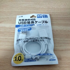 at.Q　USB　延長ケーブル 　充電　通信　 1m　USB2.0対応　USBメス　USBオス