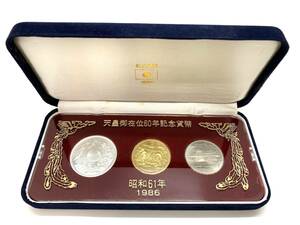 K24 天皇陛下御在位六十年記念貨幣 10万円金貨幣20g 1万円銀貨 500円白銅貨 3枚セット 店舗受取り可 