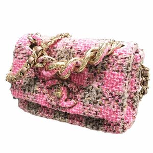 【中古】 CHANEL シャネル ショルダーバッグ シャネル19 スモール フラップ ウールツイード ゴールド金具 23027980 AK