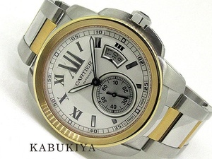[ used ] Cartier Cartier man and woman use wristwatch Carib rudu Cartier W7100036/3389 SS×PG white dial 