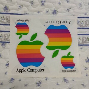 Applecomputer アップル 純正　旧ロゴマーク　レインボー マーク　ステッカー　シール　レトロ オールドMac　レア物　90年代当時物　未使用