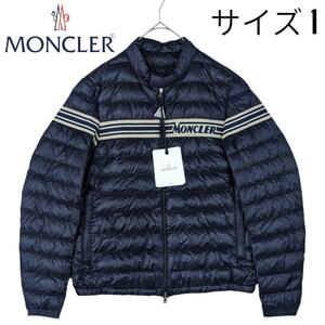 【新品未使用】 モンクレール レナルド ダウン ジャケット MONCLER RENALD 2019 ブルゾン アウター ロゴ ライン サイズ1 ダークネイビー