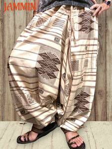 weave pattern sarouel pants * ethnic * beige * Asian * man and woman use 
