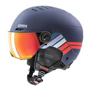 23UVEX rocket junior visor NAVY/RedStripeMatte51-55㎝ Lenz：RedMirror（S2）眼鏡可　定価￥22000　バーゲン価格！即決・現品限り