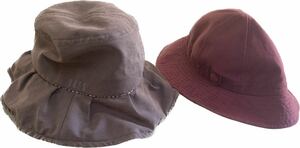 レディース秋冬用帽子2個セット　Mサイズ頭囲57cm程度　(DAKS ブラウン　スモーキーレッド