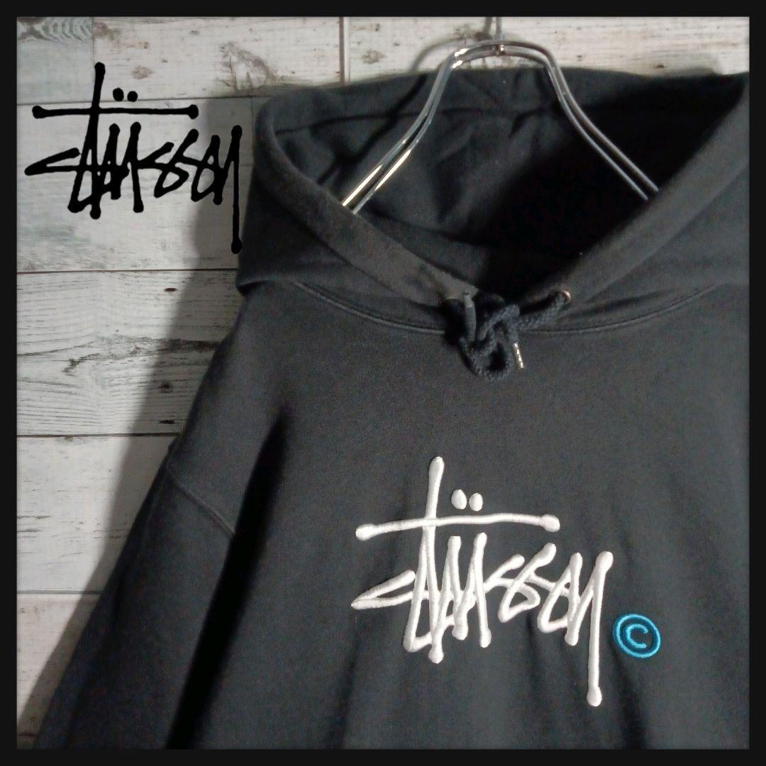 stussy ステューシー パーカー センターロゴ刺繍ファイヤーパターン