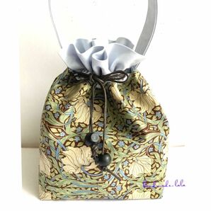 《 母の日 》＊ ワンハンドルBag／巾着バック（ S ）Moda fabric生地使用 ＊ ピンパーネル　期間限定／お値引き》