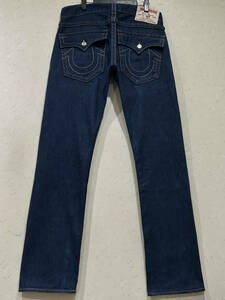 ※TRUE RELIGION トゥルーレリジョン RICKY デニムパンツ 濃いインディゴ 未裾直 米国製 32 　　　　　　　　　　 BJBC.AJ