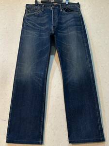 ※RRL ダブルアールエル JAPAN WOVEN STRAIGHT LEG セルビッチ ボタンフライ デニムパンツ インディゴ 米国製 大きいサイズ 36 BJBC.AJ