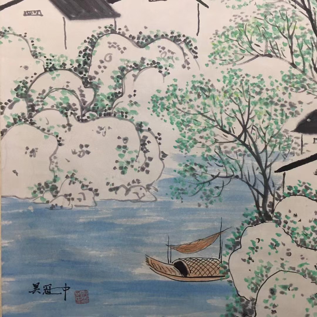 k Rare and Former Collection Chinese Old Painting [Spring in the Four Seasons Picture] Spring is the time to return to the earth, everything is revived, and it is full of vitality] National Painting Chinese Old Art Prize Antique, Artwork, Painting, Ink painting