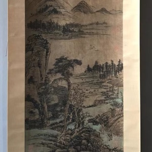  珍品旧蔵清代 中国古画 【黄公望 山水夏山居図 富江春水図 】 紙に手書き）国画掛け軸 古置物 古擺件 中国古美術 時代物 古董品 s6w37