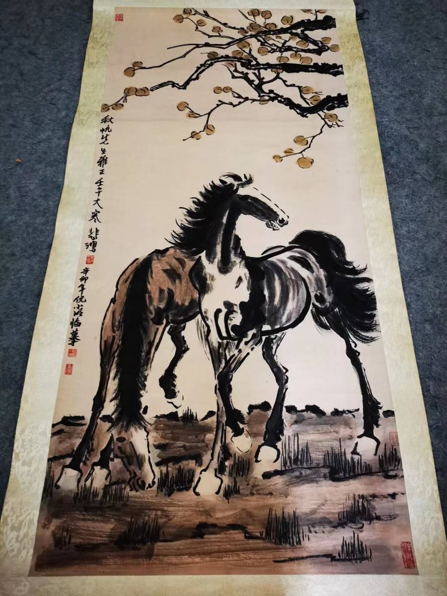 Rare item, formerly in the collection, ancient Chinese painting, Xu Beihong, Success in a flash, Autumn wind painting of thousands of miles (handwritten on paper), hanging scroll, ancient Chinese art, formerly in the collection, prize, ornament, antique, M S6-010824, Artwork, Painting, Ink painting