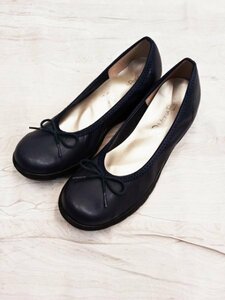 sh0933 * free shipping new goods MONA RISAmona Lisa lady's ballet shoes 24.0cm navy round tu light weight soft made in Japan shoes 