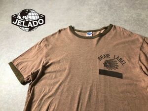 JELADO●BRAVE LABELインディアン プリント リンガー トリム Tシャツ●ヴィンテージ レプリカ●ジェラード●15