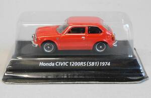 【未使用】コナミ 1/64 絶版名車コレクション Vol.2 ホンダ シビック 1200RS（SB1）1974 赤 レッド ミニカー