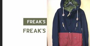 貴重なL★FREAKS STORE★マウンテン パーカー ジャケット★フリークス ストア★65/35★アウトドア★秋冬★バイカラー★中古★紺/朱色