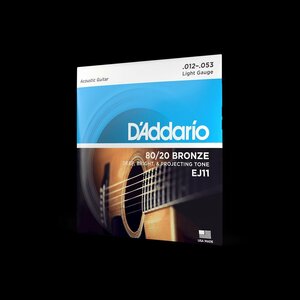 【アコースティックギター弦】 ダダリオ D'Addario EJ11 Light 12-53 80/20 BRONZE 正規品