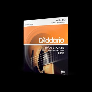 【アコースティックギター弦】 ダダリオ D'Addario EJ10 Extra Light 10-47 80/20 BRONZE 正規品