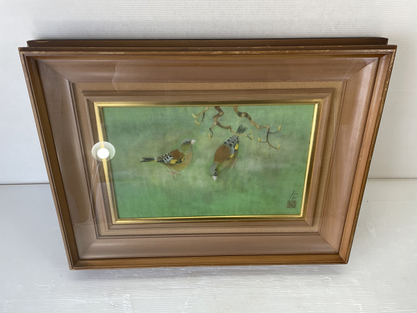 [Kept item] Eurasian robin by Hiroshi Nonouchi, framed painting, genuine, Eurasian robin, Japanese painting, bird, fine art, retro, antique, hobby, collection, interior, Painting, Japanese painting, Flowers and Birds, Wildlife