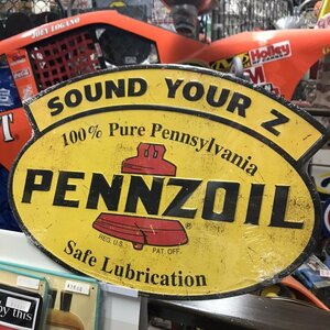 エンボスサイン【 PENNZOIL / ペンズオイル 】ブリキ看板 USA アメリカン雑貨 インテリア雑貨 ショップ ペンゾイル イエロー 自由の鐘