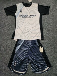 新品/未使用【サッカージャンキー プラシャツ短パン上下セットアップ M】パンディアーニsoccer junkyシャツ&パンツ青ハーフパンツ白ブルーL